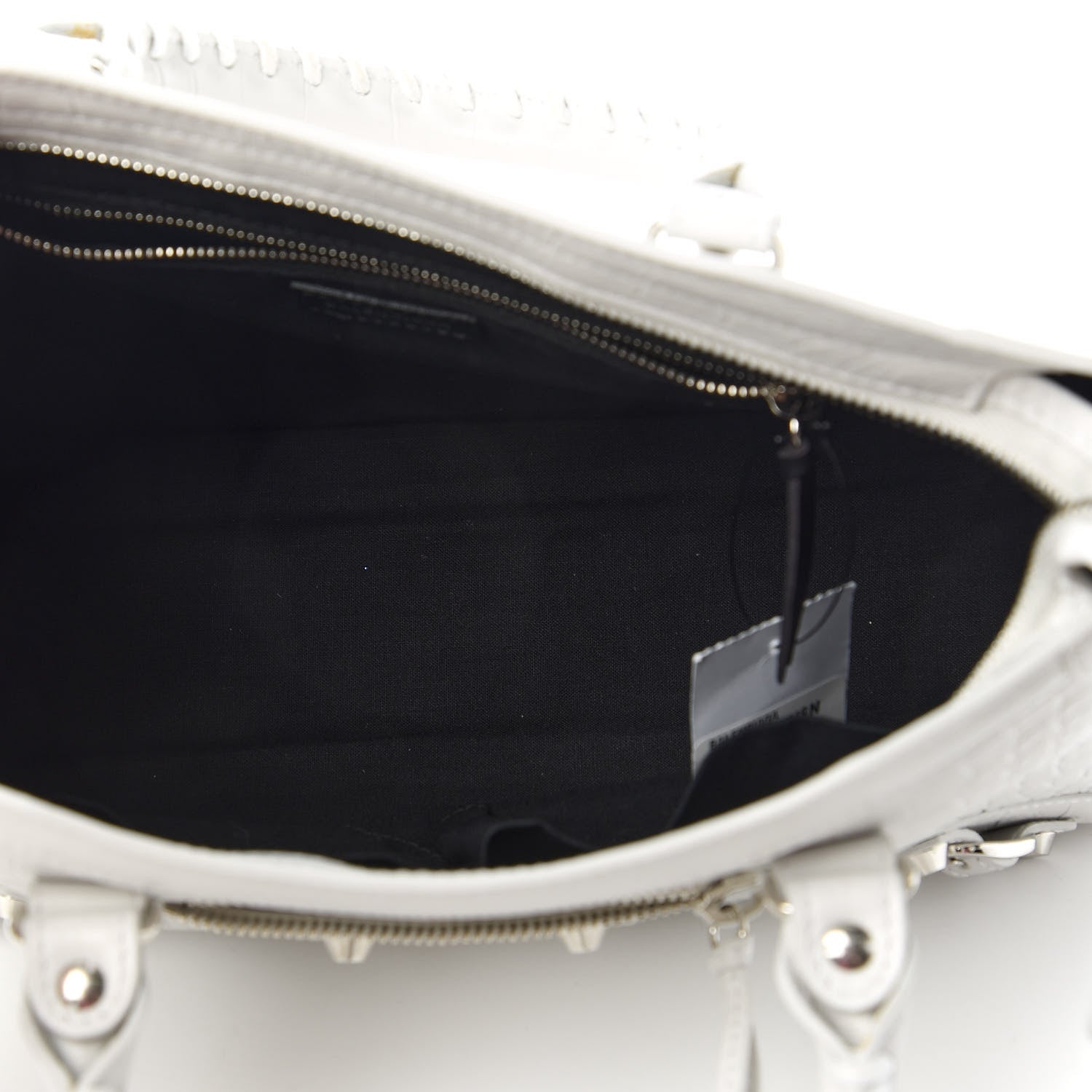 Balenciaga Matte Supple Lambskin Crocodile Embossed Classic Silver Hardware S City White 5 of 10