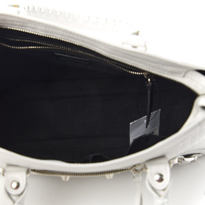 Balenciaga Matte Supple Lambskin Crocodile Embossed Classic Silver Hardware S City White 5 of 10