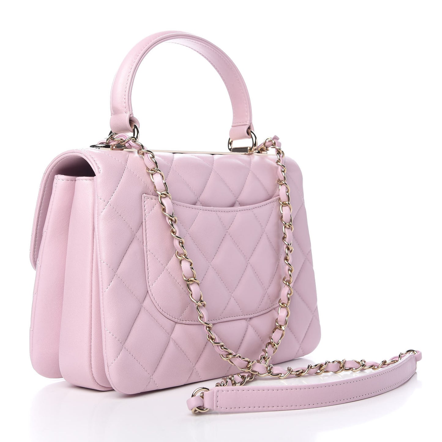 Lambskin Quilted Small Trendy CC Flap Dual Handle Bag Light Pink
