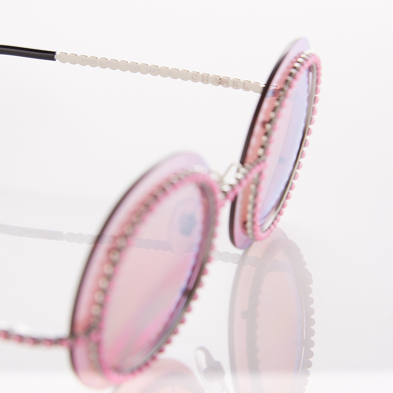 Chanel Metallic Pearl Round Sunglasses 71140 Pink 5 of 7