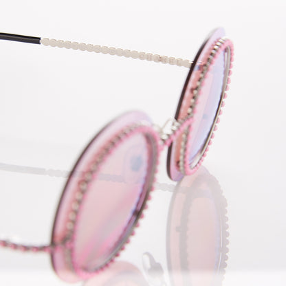 Chanel Metallic Pearl Round Sunglasses 71140 Pink 5 of 7