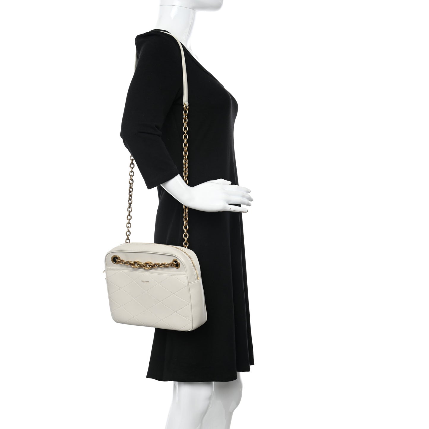 Lambskin Quilted Le Maillon Chain Strap Crossbody Crema Soft