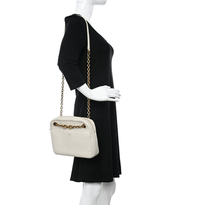 Saint Laurent Lambskin Quilted Le Maillon Chain Strap Crossbody Crema Soft 2 of 12