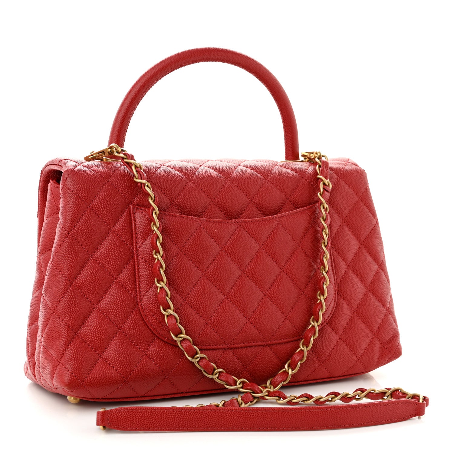 Chanel Caviar Quilted Small Coco Handle Flap Red 3 of 11