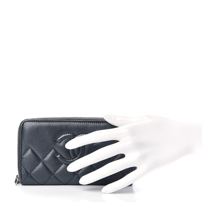 Chanel Metallic Caviar Quilted Medium Maxi CC Zip Around Wallet Black 2 of 9