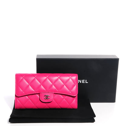 Chanel Lambskin Quilted Large Flap Wallet Dark Pink 5 of 8