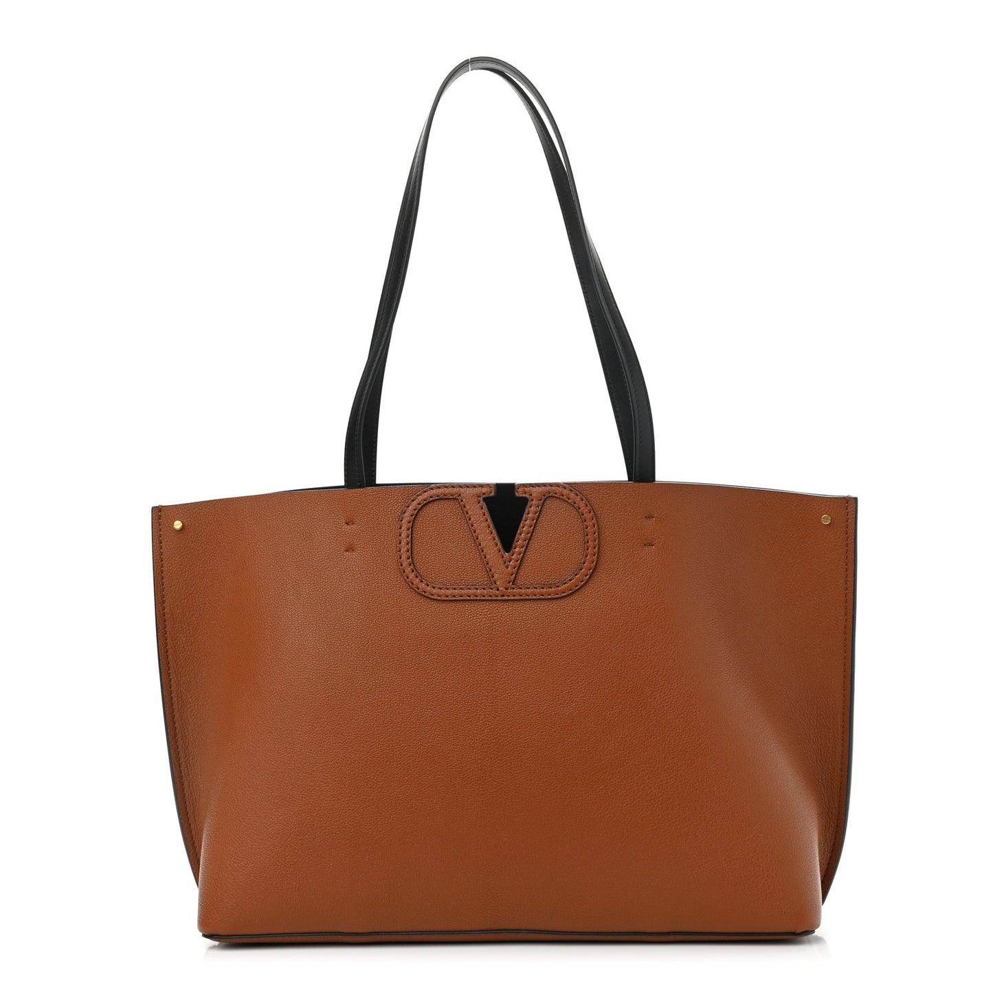 Calfskin Large Vlogo Fillme Tote Saddle Brown Black