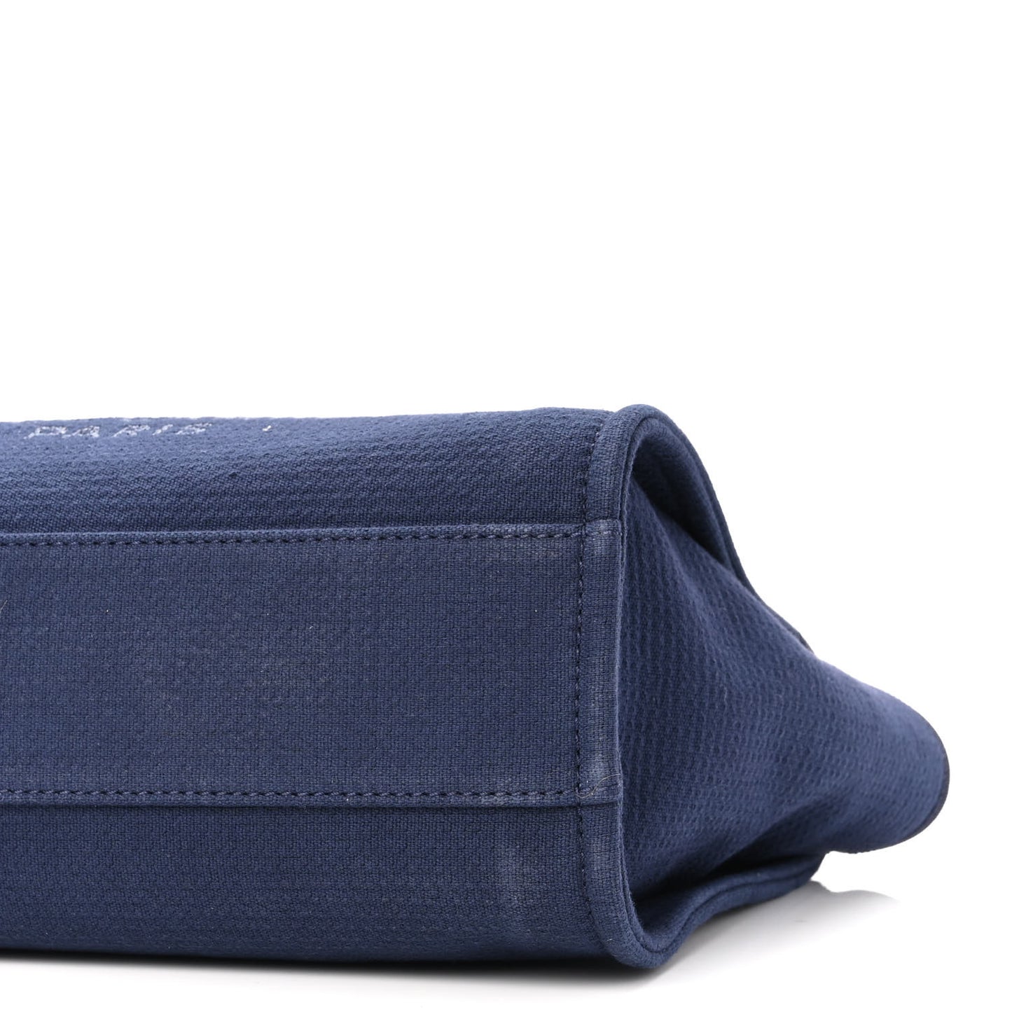 Mixed Fibers Calfskin Small Deauville Tote Dark Blue