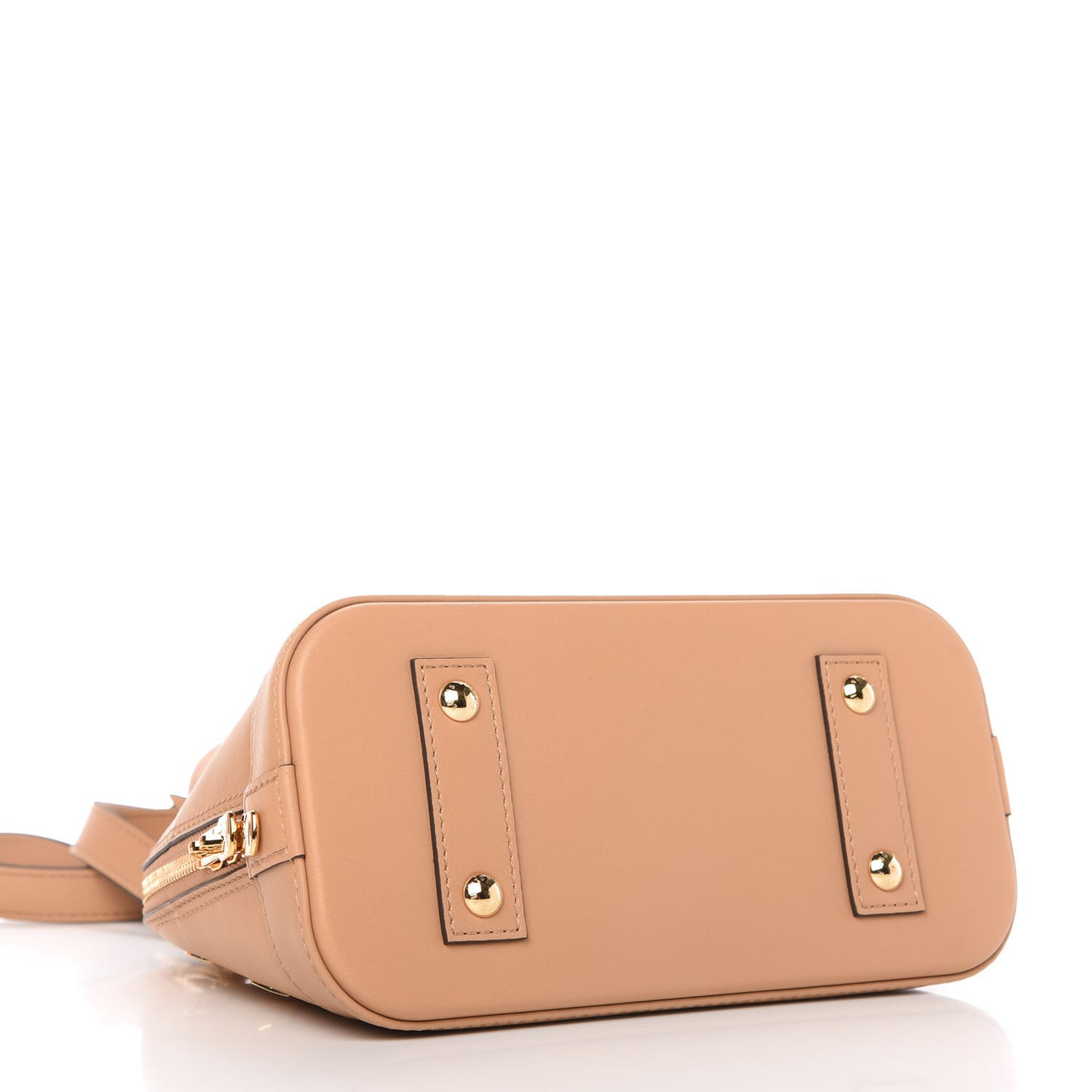 Calfskin Metal Monogram Alma BB Camel Brown