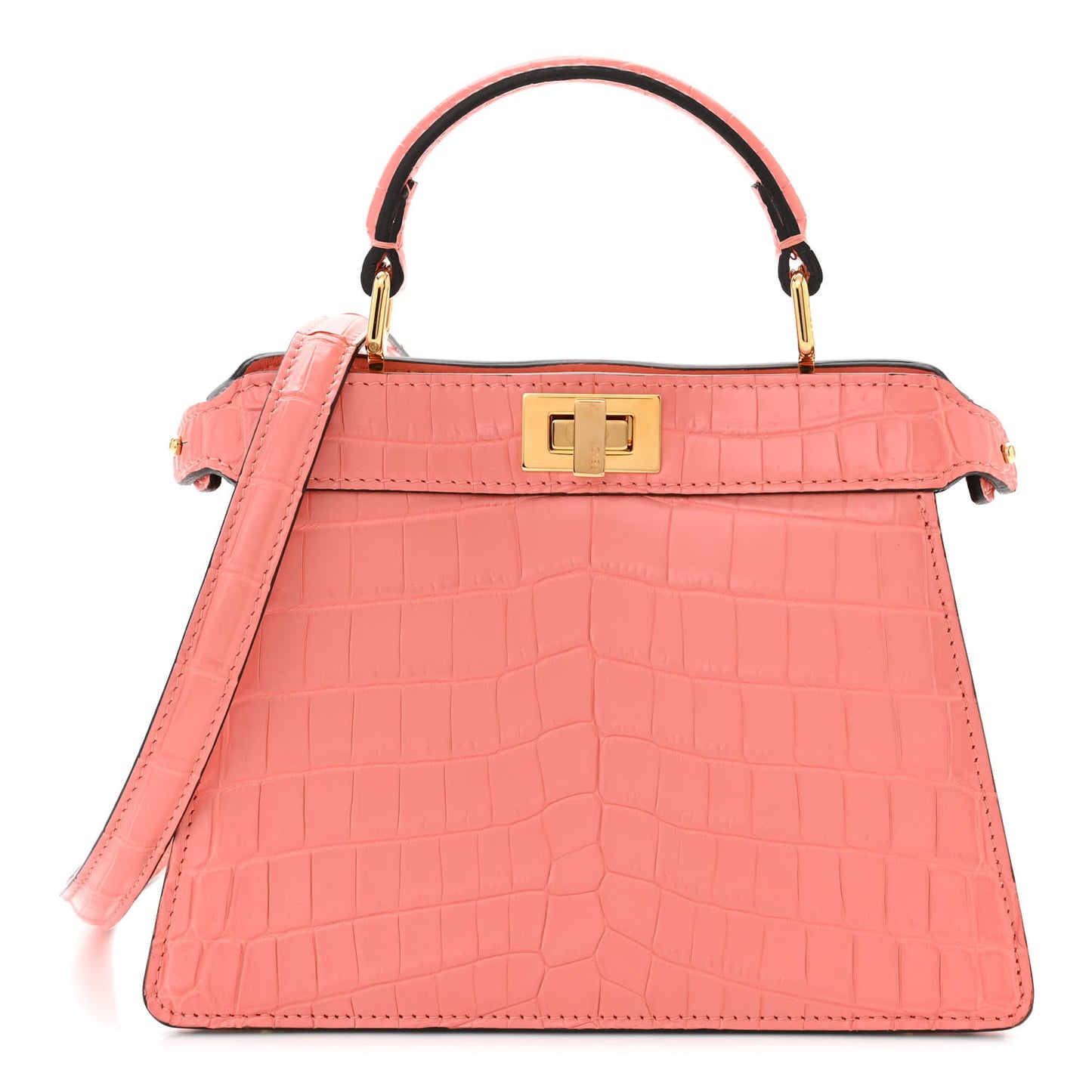 Shiny Crocodile Petite Peekaboo I SEE U Satchel Pink
