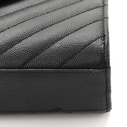 Saint Laurent Grain De Poudre Matelasse Chevron Medium Monogram Satchel Black 13 of 19