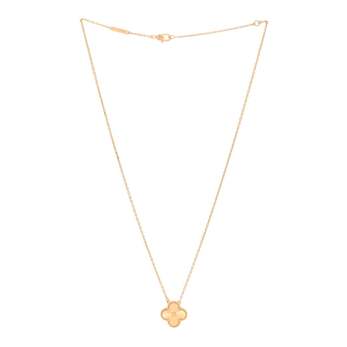 18K Yellow Gold Guilloché Vintage Alhambra Pendant Necklace