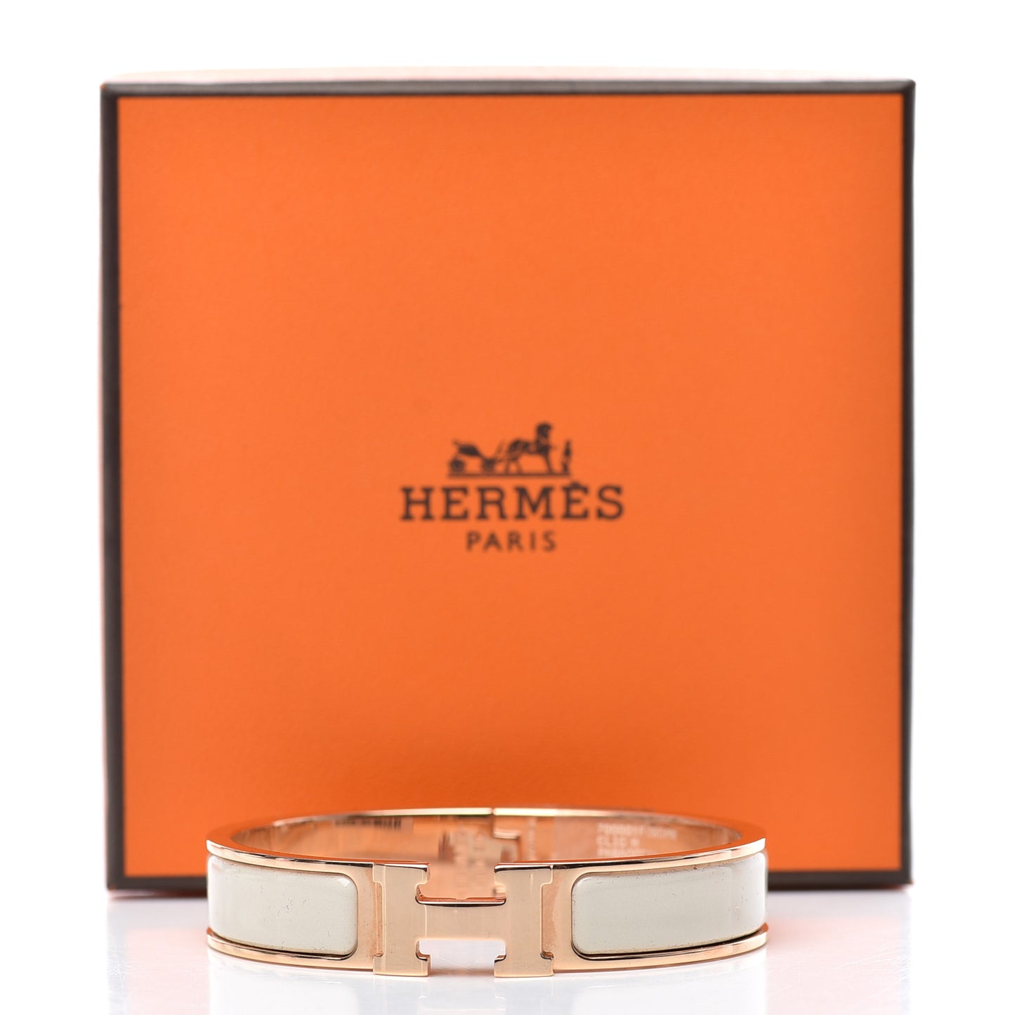 Enamel Narrow Clic Clac H Bracelet PM Pannacotta