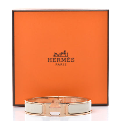 Hermes Enamel Narrow Clic Clac H Bracelet PM Pannacotta 5 of 5