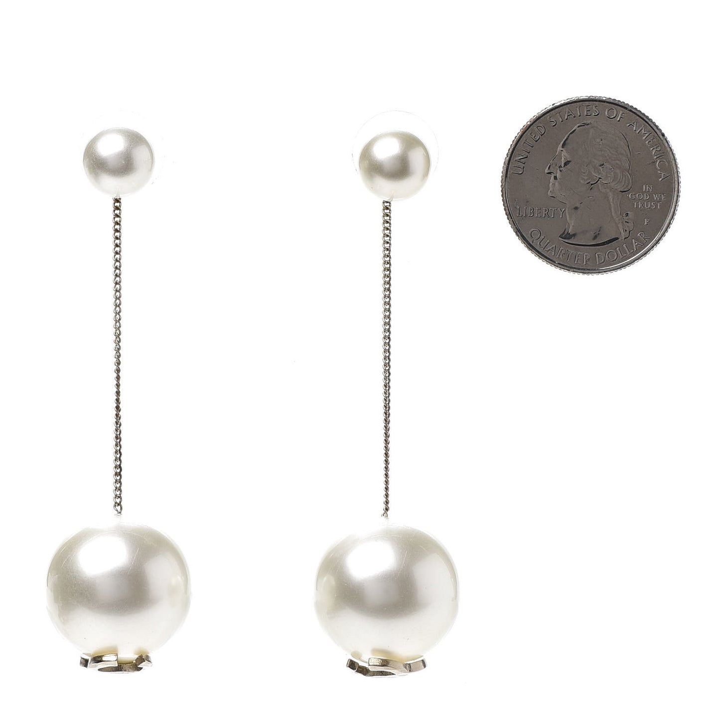Pearl CC Drop Earrings Gold