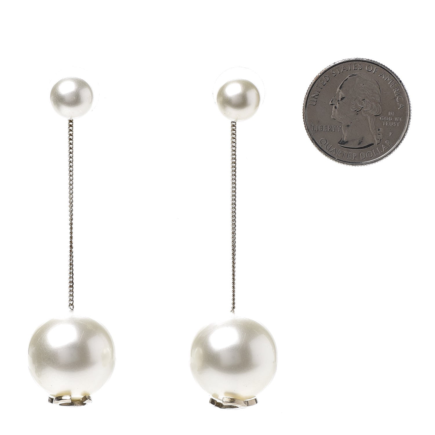 Chanel Pearl CC Drop Earrings Gold 2 of 5