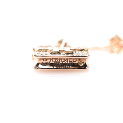 Hermes 18K Rose Gold Diamond Constance Amulette Pendant Necklace 4 of 5