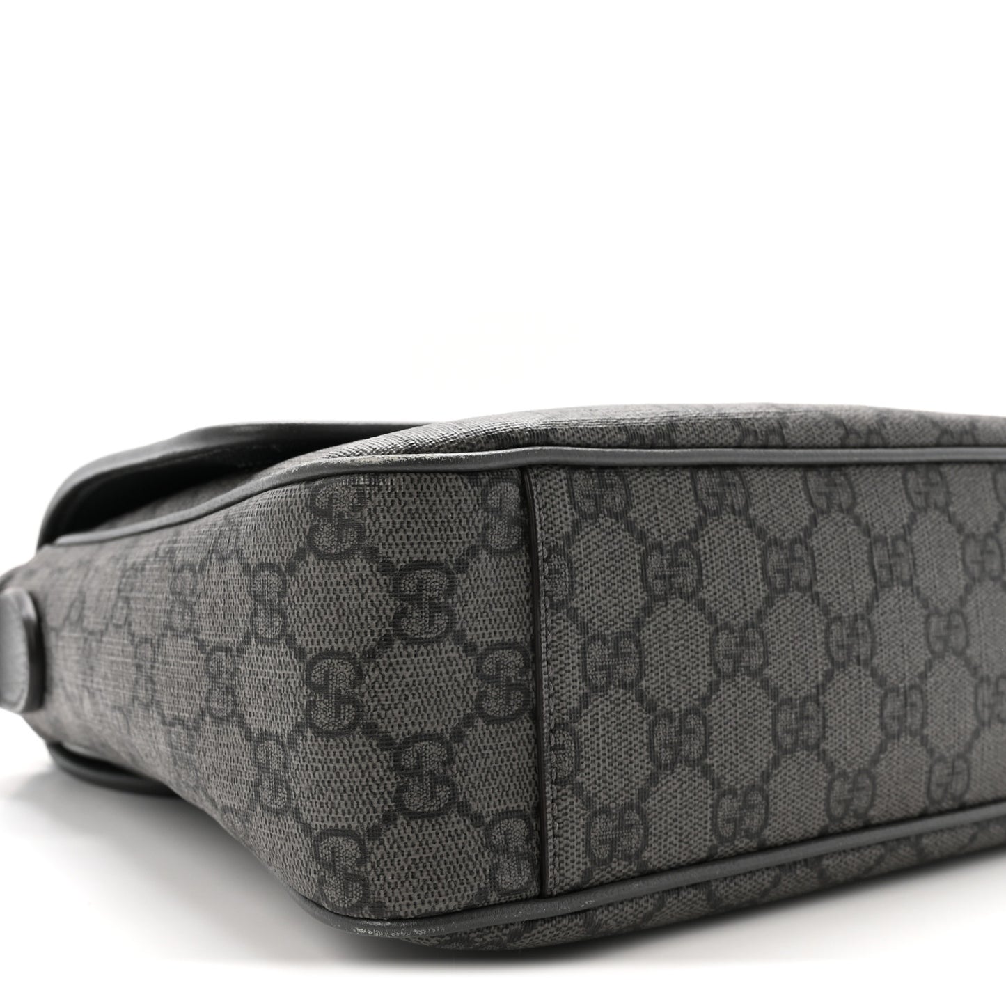 Tender GG Supreme Monogram Textured Dollar Calfskin Ophidia Messenger Bag Grey Black Graphite Grey