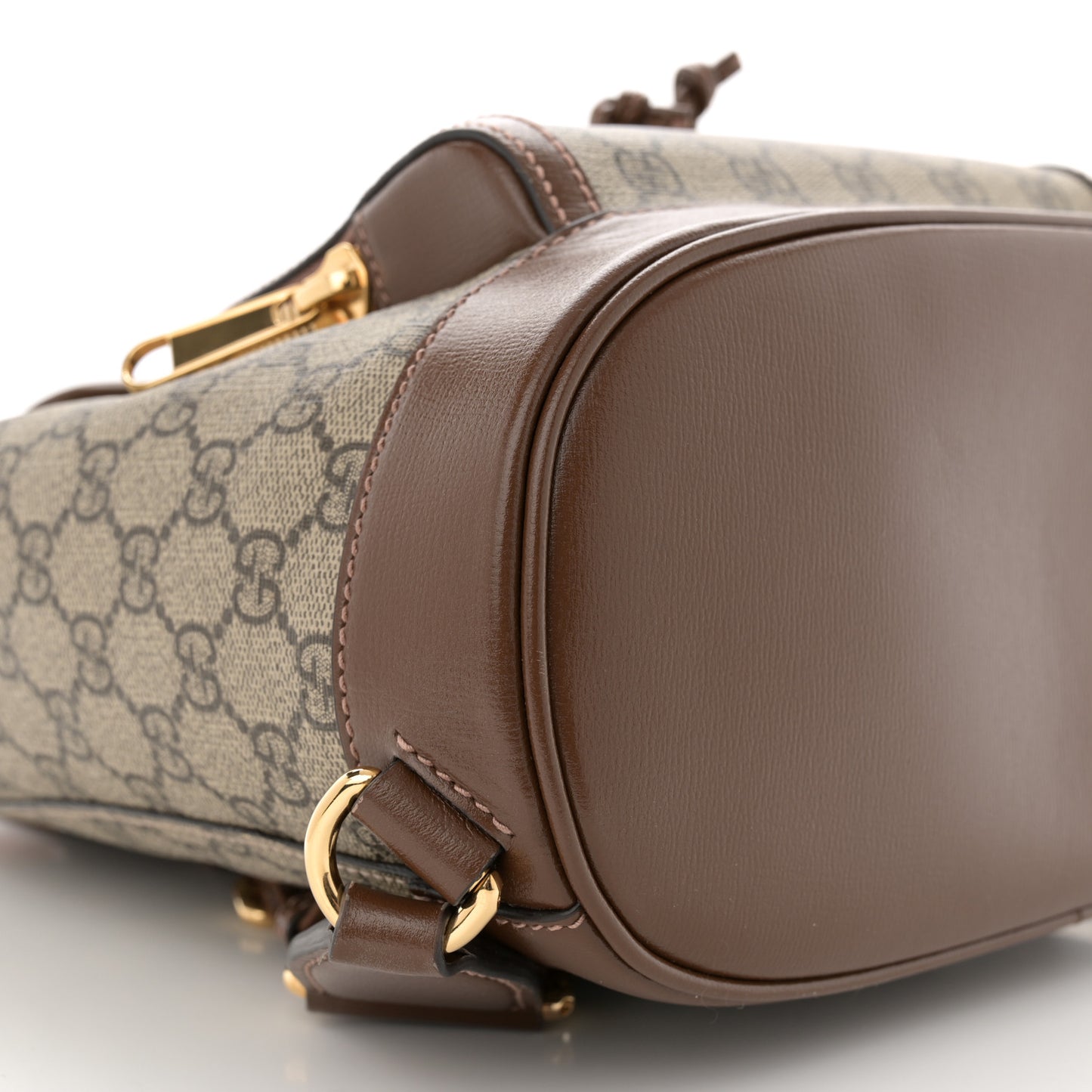 GG Supreme Monogram Azalea Calfskin Retro Interlocking G Buckle Backpack Beige Ebony Brown Sugar