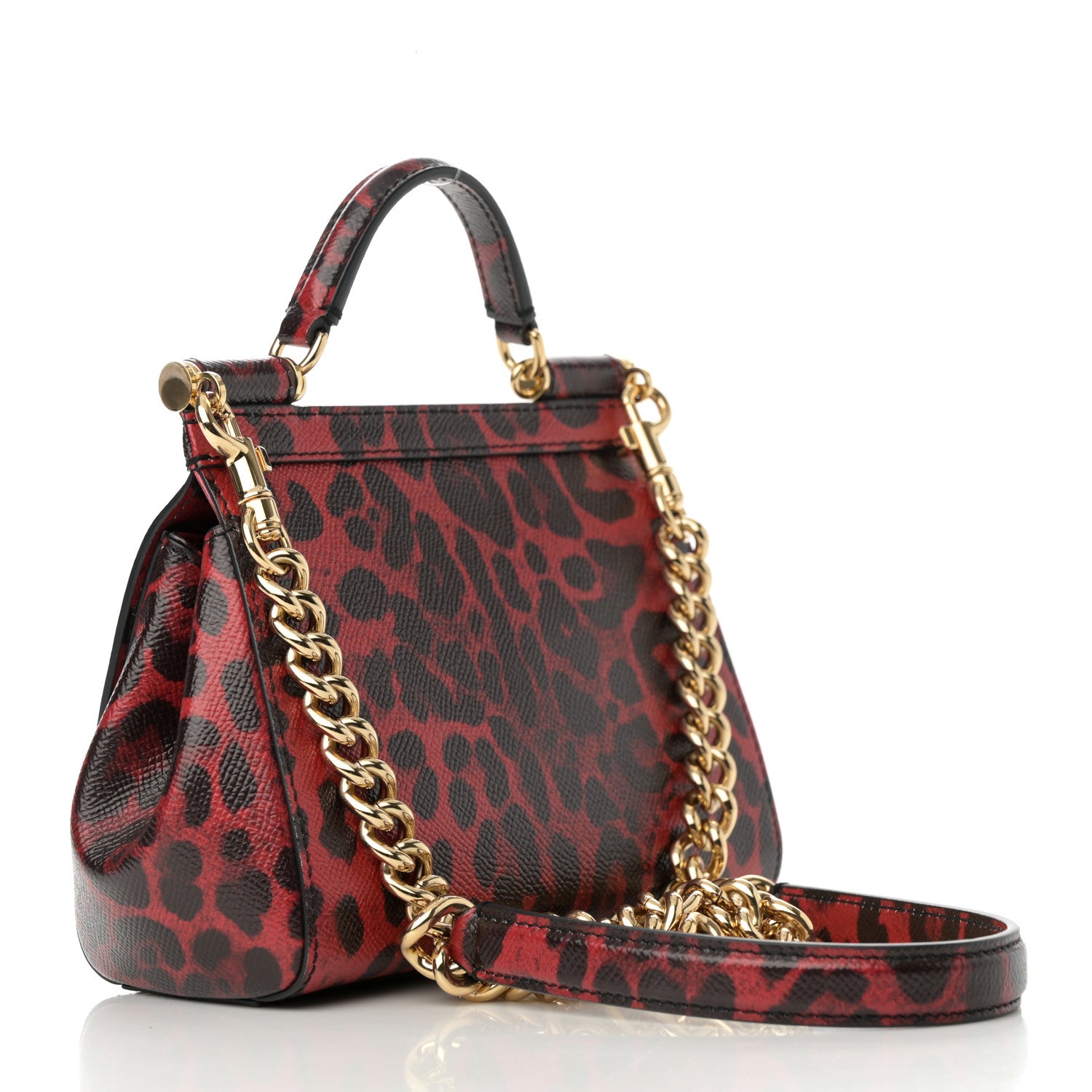 Dolce & Gabbana Dauphine Crystal Leopard Print Mini Miss Sicily Satchel Red 3 of 11