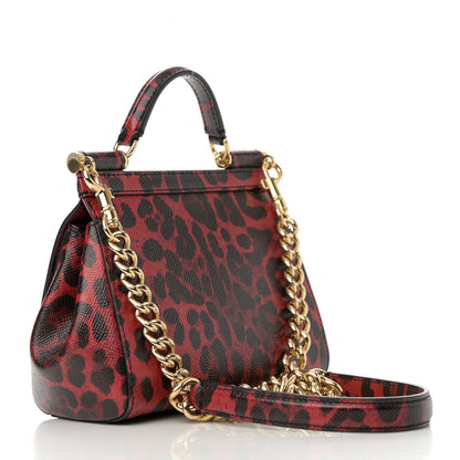 Dolce & Gabbana Dauphine Crystal Leopard Print Mini Miss Sicily Satchel Red 3 of 11