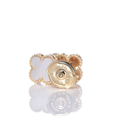Van Cleef & Arpels 18K Yellow Gold Mother of Pearl Sweet Alhambra Earrings 4 of 5