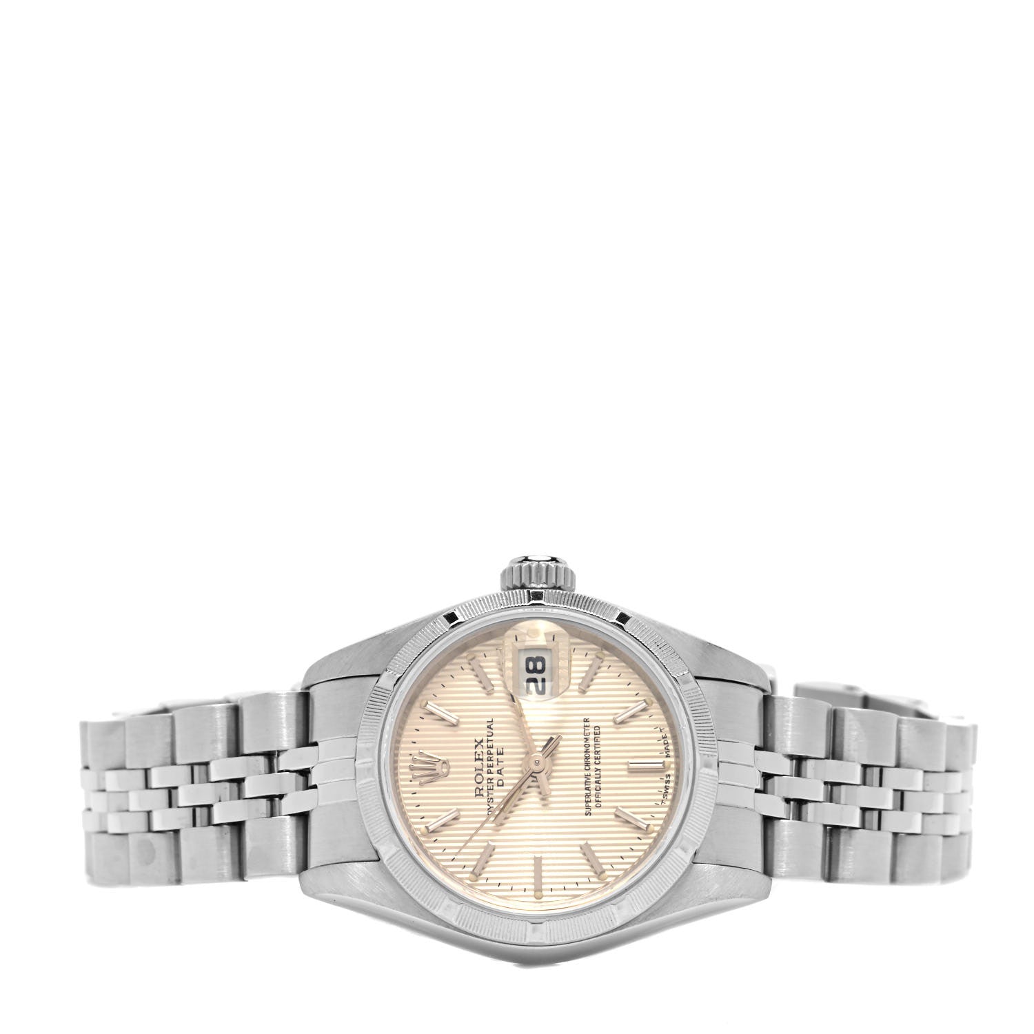 Rolex Stainless Steel 26mm Oyster Perpetual Date Watch Silver Tapestry 69190 2 of 5