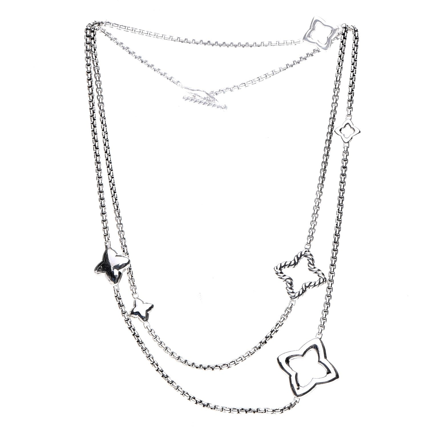 David Yurman Sterling Silver 25mm Quatrefoil Chain Necklace 3 of 6