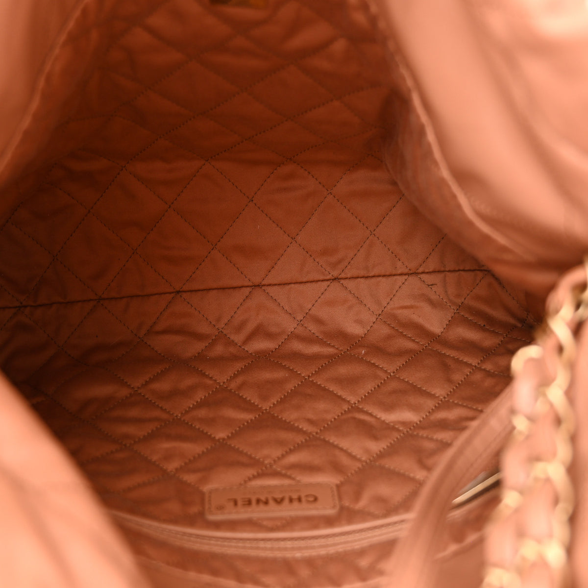 Shiny Calfskin Quilted Small Chanel 22 Beige