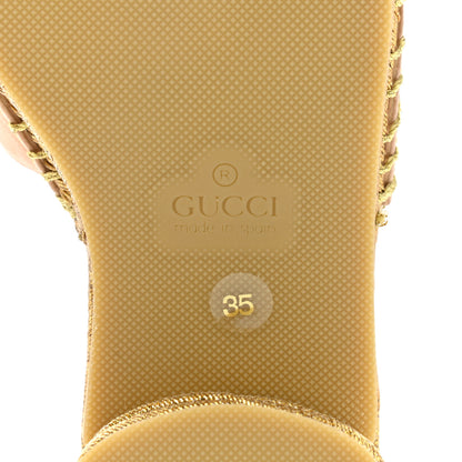 Gucci Malaga Kid Lifford Calfskin GG Mid Heel Slide Sandals 35 Skin Rose Dusty White 6 of 12