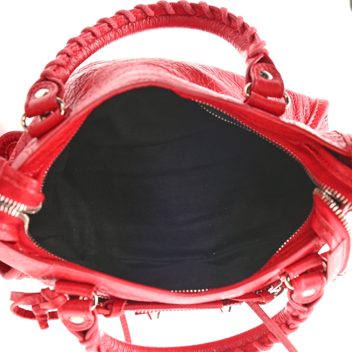 Agneau Classic Silver Hardware Mini City Logo Strap Red Black