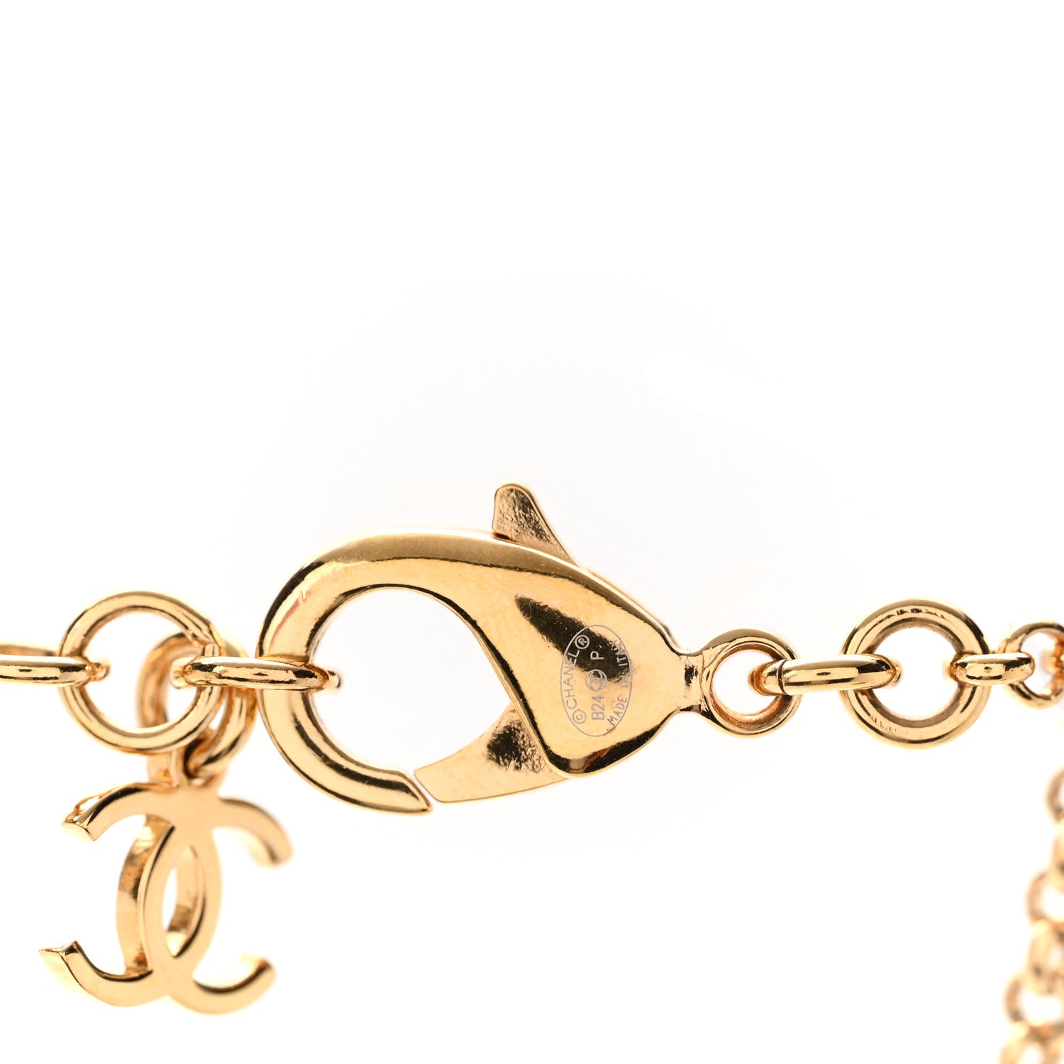 Chanel Metal Enamel Pearl CC Necklace Gold Black White 5 of 6