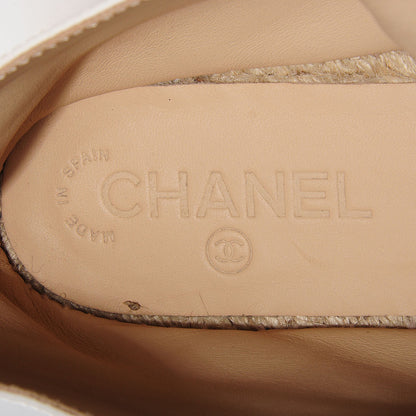 Chanel Lambskin Cap Toe Lace Up Espadrilles 39 White Black 8 of 8