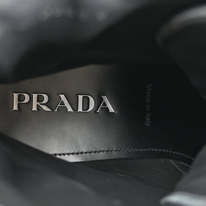 Prada Spazzolato Rois Re-Nylon Metal Triangle Logo Mens Monolith Pouch Pocket 60mm Combat Boots 8 Black 8 of 10