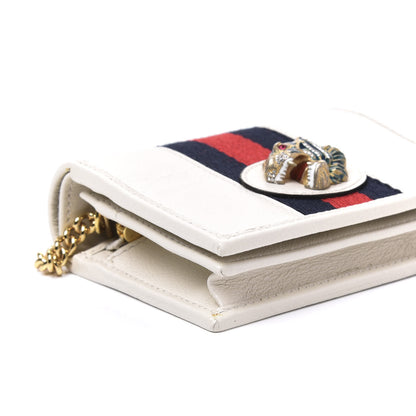 Gucci Calfskin Web Rajah Chain Card Case Wallet White 5 of 9