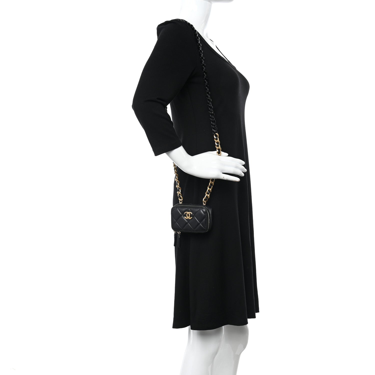 Chanel Lambskin Quilted Mini Lacquered Chain Clutch Black 2 of 11