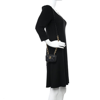 Chanel Lambskin Quilted Mini Lacquered Chain Clutch Black 2 of 11