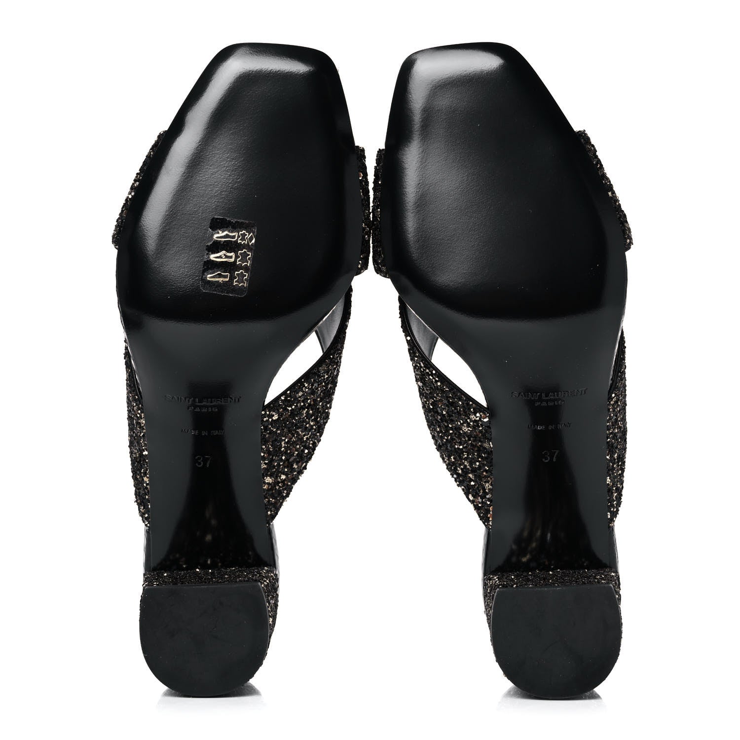 Saint Laurent Glitter LouLou 70 Mule Sandals 37 Black Gold 5 of 9