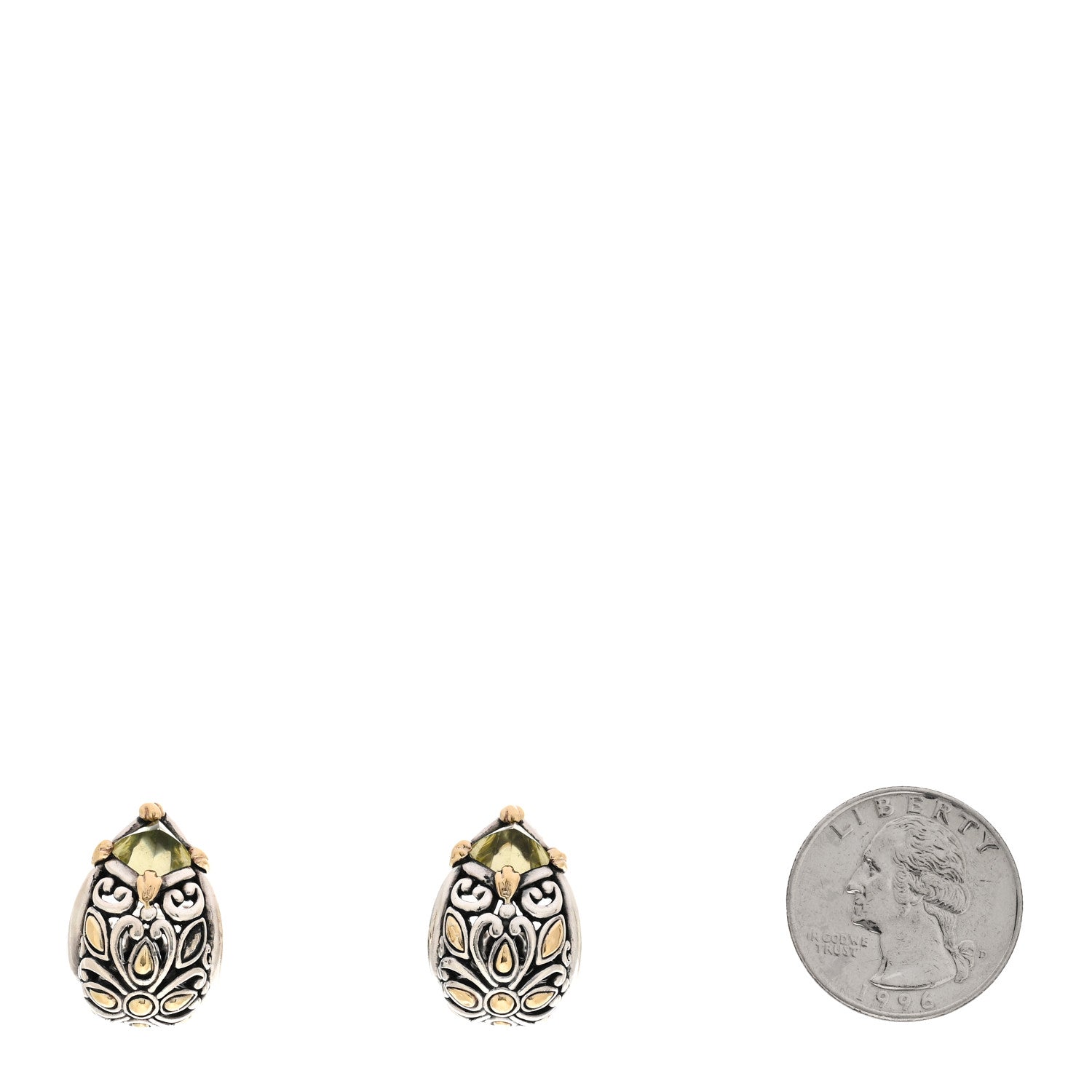 John Hardy Sterling Silver 14K Yellow Gold Citrine Buddha Belly Earrings 2 of 4