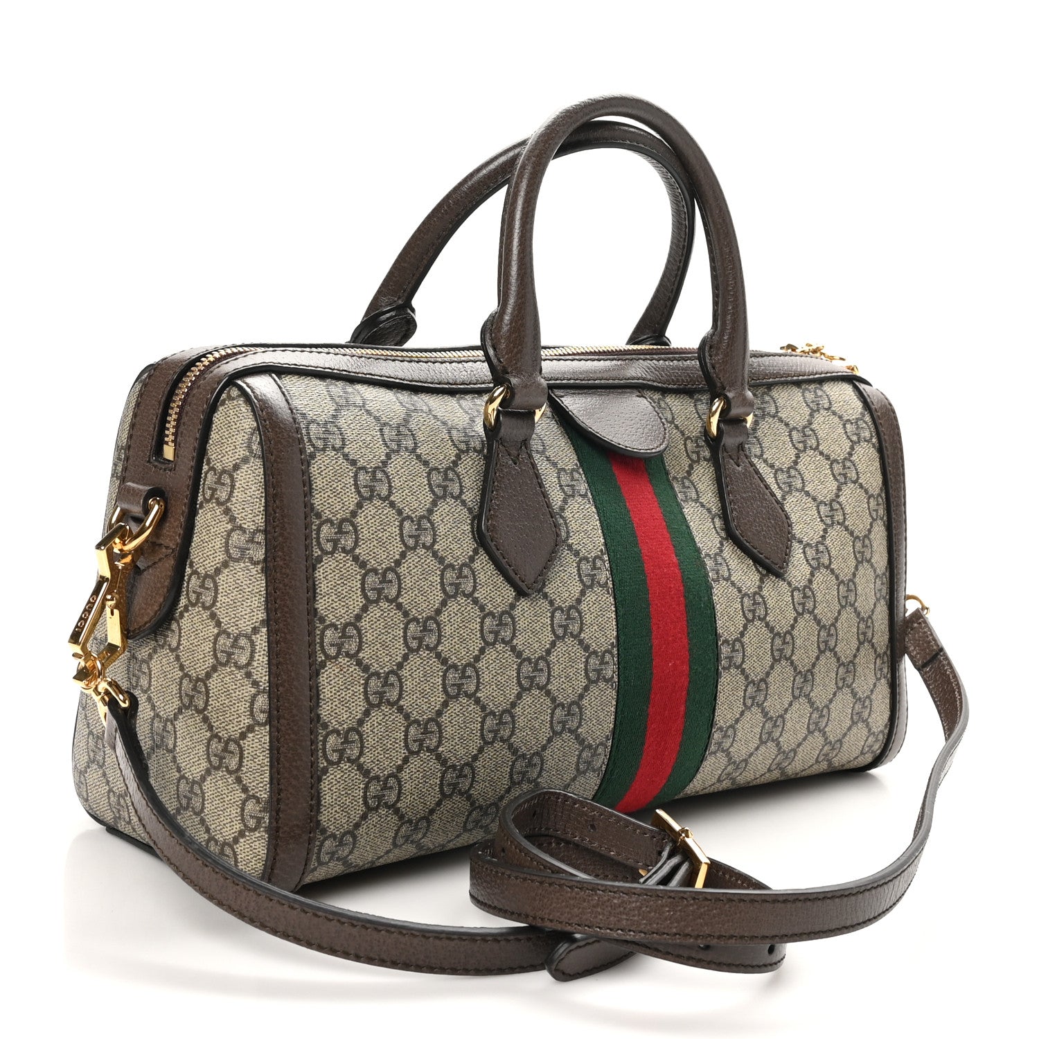 Gucci GG Supreme Monogram Web Medium Ophidia Boston Brown 2 of 10