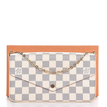 Louis Vuitton Damier Azur Pochette Felicie Chain Wallet Rose Ballerine 10 of 10