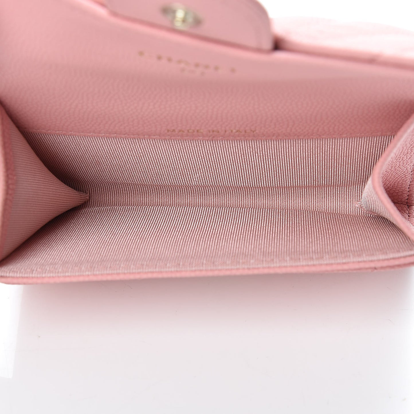 Caviar Chevron Quilted Flap Card Holder Pink