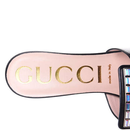 Gucci Malaga Kid Crystal Square G Madelyn Mules 39.5 Black 9 of 10