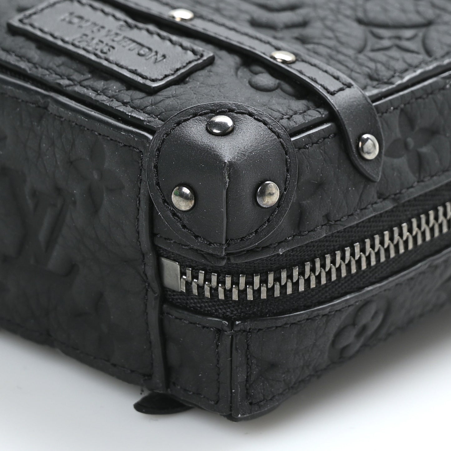 Monogram Taurillon Soft Trunk Backpack Pouch Bag Charm Key Ring Black