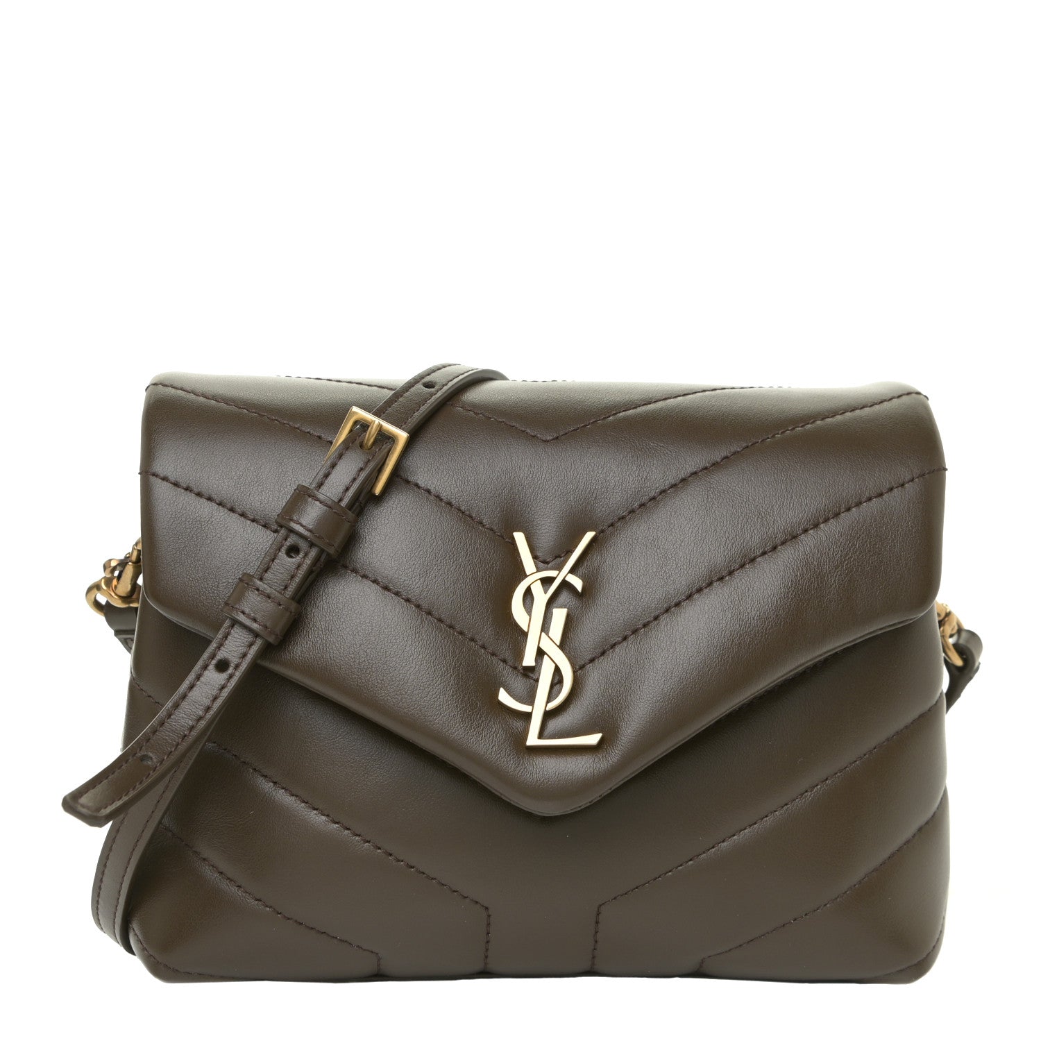 Saint Laurent Calfskin Y Quilted Monogram Toy Loulou Crossbody Bag Earth 1 of 16