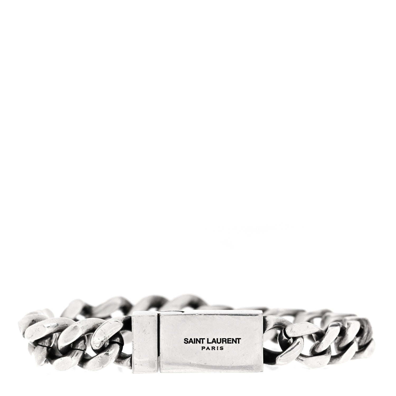 Saint Laurent Metal Curb Chain Bracelet Oxidized Silver 1 of 8