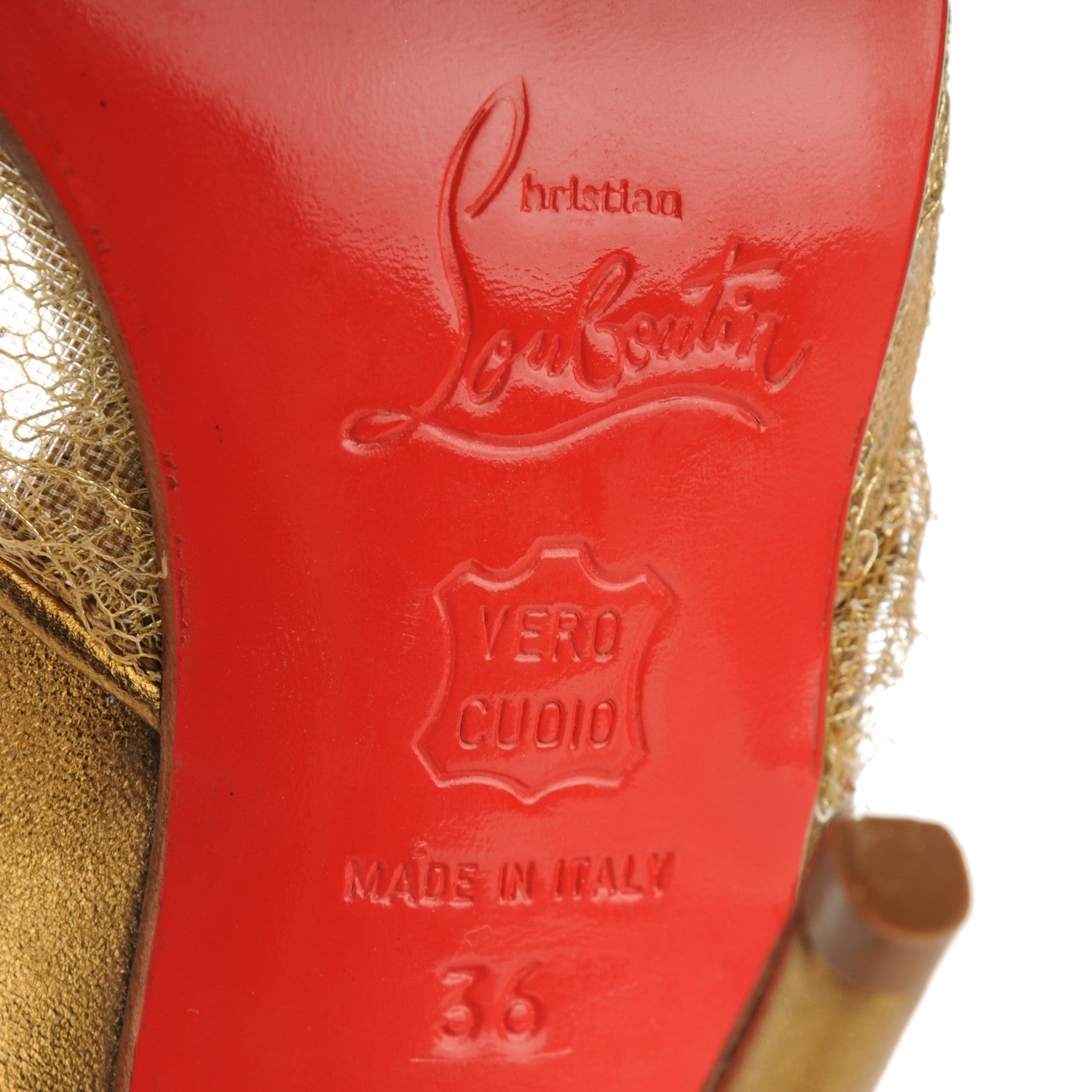 Christian Louboutin Metallic Nappa Lace Alexandra Pumps 36 Gold 5 of 7