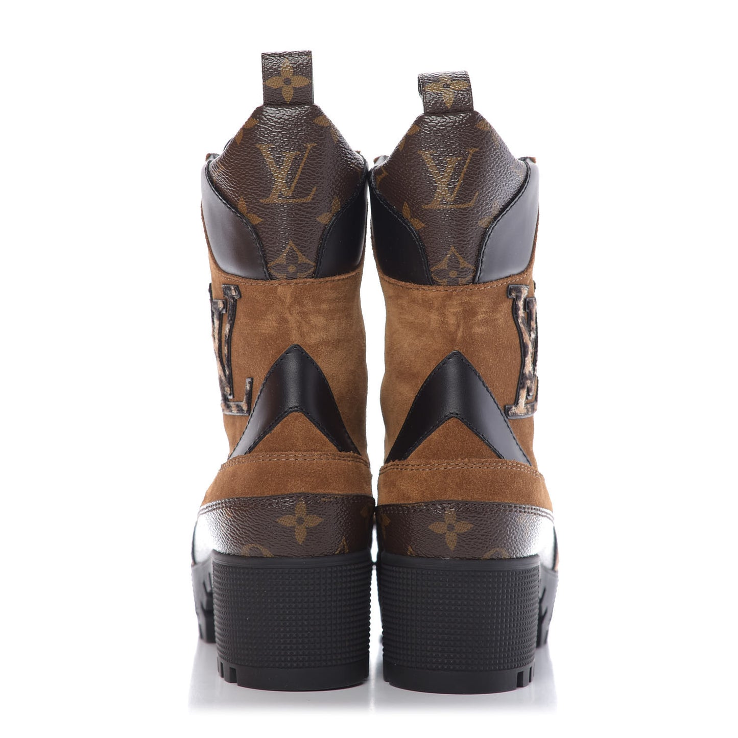 Suede Calfskin Monogram Laureate Platform Desert Boots 36.5 Cognac