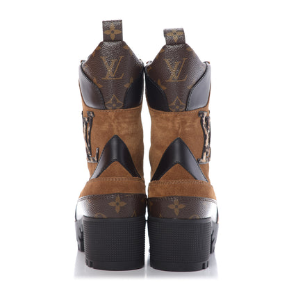 Louis Vuitton Suede Calfskin Monogram Laureate Platform Desert Boots 36.5 Cognac 4 of 10