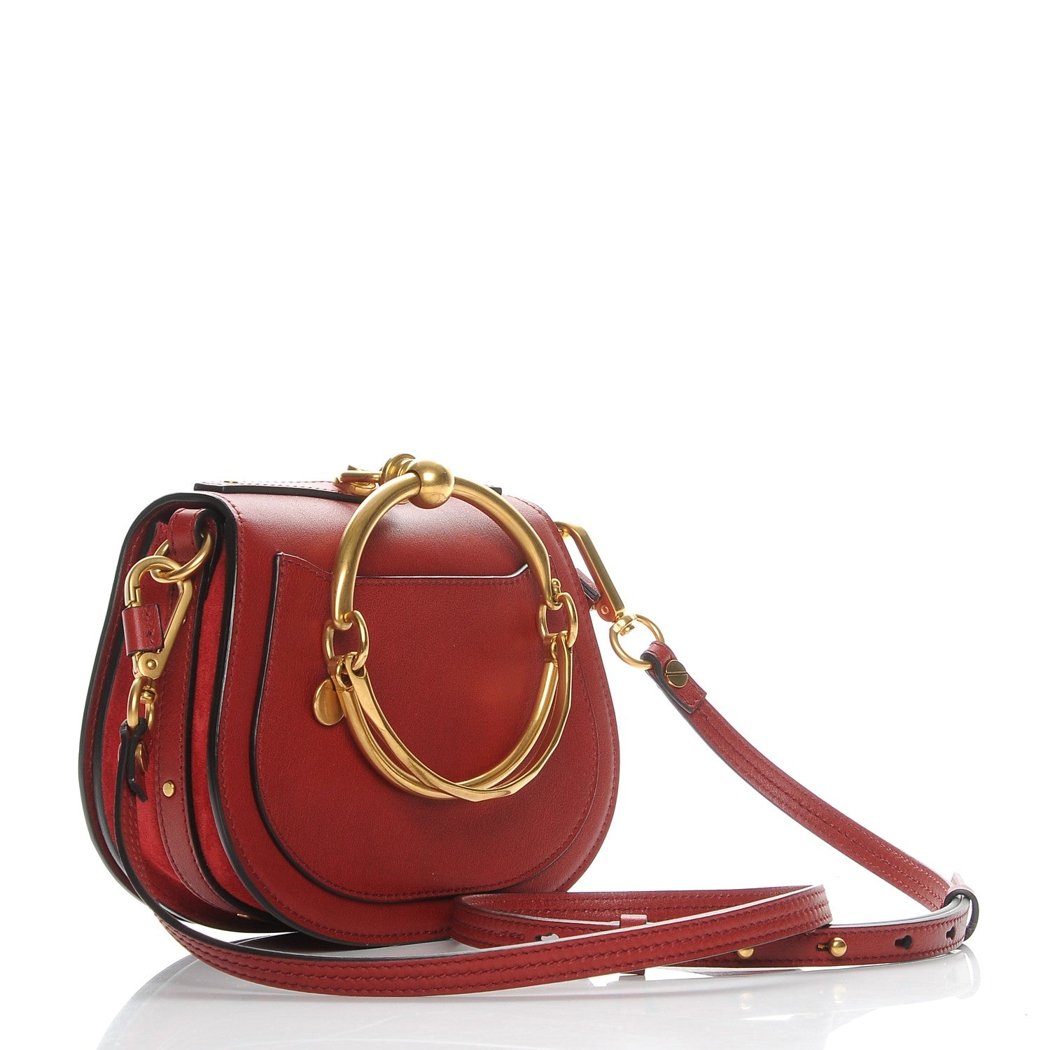 Chloe Calfskin Suede Small Nile Bracelet Bag Intense Red 4 of 11